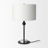 Mercana Sarah 15.0L x 10.0W x 22.2H Arched Black Metal W/Marble Cube and White Shade Table Lamp