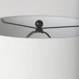 Mercana Sarah 15.0L x 10.0W x 22.2H Arched Black Metal W/Marble Cube and White Shade Table Lamp