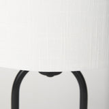 Mercana Sarah 15.0L x 10.0W x 22.2H Arched Black Metal W/Marble Cube and White Shade Table Lamp