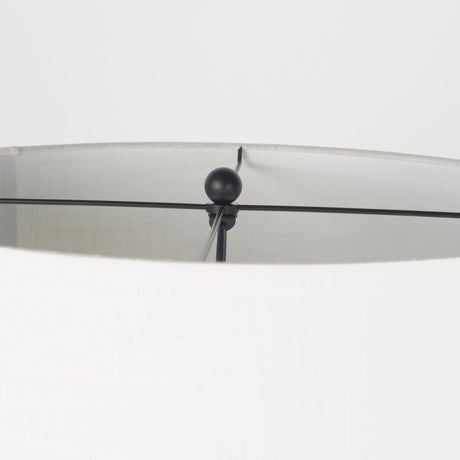 Mercana Sarah 20.0L x 12.0W x 66.3H Arched Black Metal W/Marble Cube and White Shade Floor Lamp