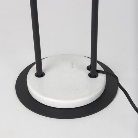 Mercana Sarah 20.0L x 12.0W x 66.3H Arched Black Metal W/Marble Cube and White Shade Floor Lamp
