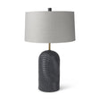 Mercana Quinn 18.0L x 18.0W x 28.8H Navy Base W/Beige Fabric Shade Table Lamp
