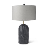 Mercana Quinn 18.0L x 18.0W x 28.8H Navy Base W/Beige Fabric Shade Table Lamp