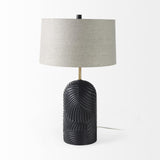 Mercana Quinn 18.0L x 18.0W x 28.8H Navy Base W/Beige Fabric Shade Table Lamp