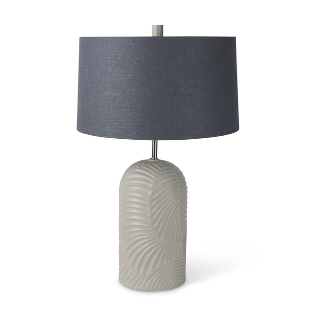 Mercana Quinn 19.0L x 19.0W x 24.6H Beige Base W/Navy Fabric Shade Table Lamp