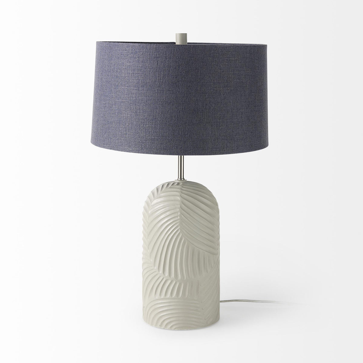Mercana Quinn 19.0L x 19.0W x 24.6H Beige Base W/Navy Fabric Shade Table Lamp
