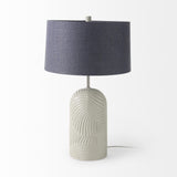 Mercana Quinn 19.0L x 19.0W x 24.6H Beige Base W/Navy Fabric Shade Table Lamp
