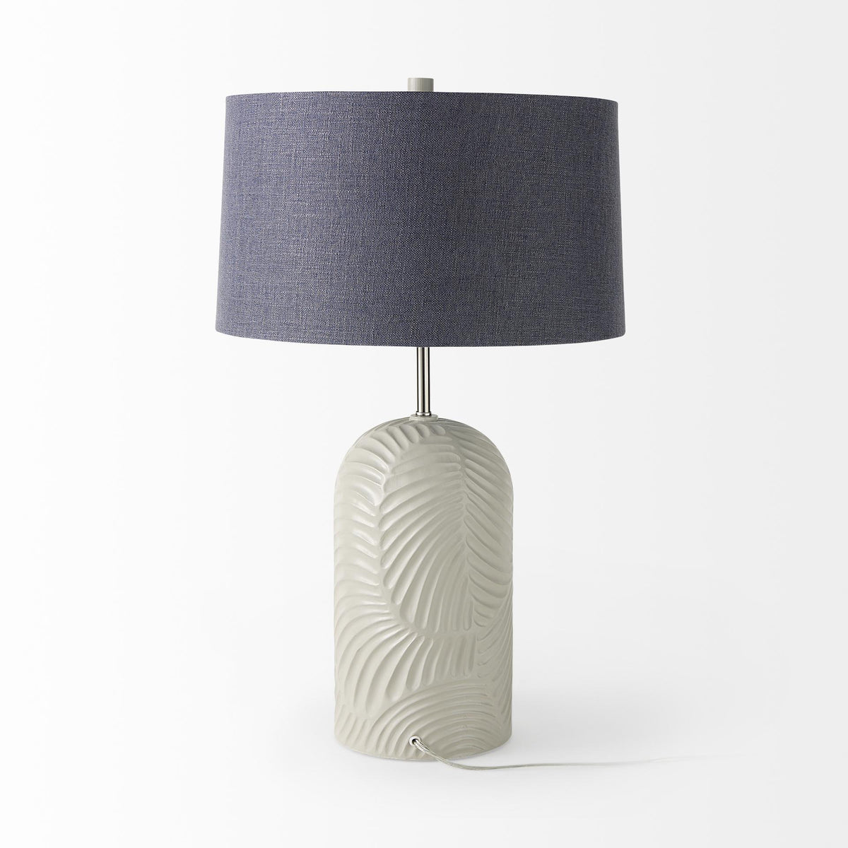 Mercana Quinn 19.0L x 19.0W x 24.6H Beige Base W/Navy Fabric Shade Table Lamp