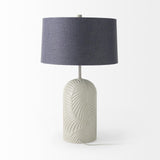Mercana Quinn 19.0L x 19.0W x 24.6H Beige Base W/Navy Fabric Shade Table Lamp