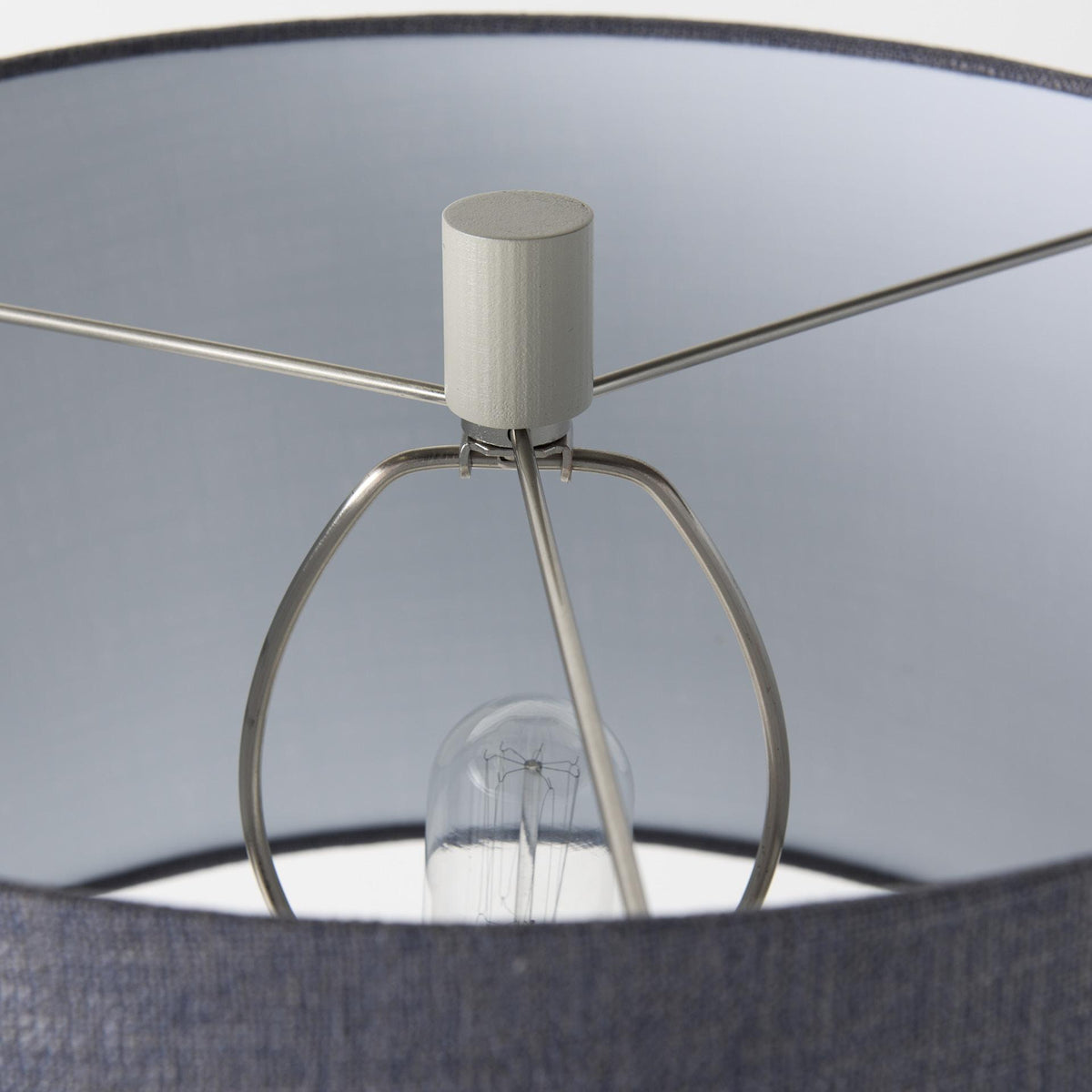 Mercana Quinn 19.0L x 19.0W x 24.6H Beige Base W/Navy Fabric Shade Table Lamp