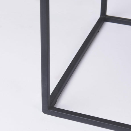 Mercana Morris 63.0L x 15.0W x 31.0H Beige Wood w/ Black Metal Frame 2 Drawer Console Table