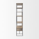 Mercana Morris 47.0L x 15.0W x 75.0H Light Brown Wood w/ Black Metal Frame 6-Tier Shelving Unit