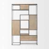 Mercana Morris 47.0L x 15.0W x 75.0H Light Brown Wood w/ Black Metal Frame 6-Tier Shelving Unit