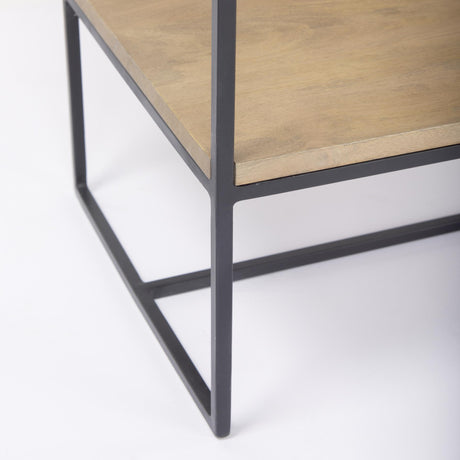 Mercana Morris 47.0L x 15.0W x 75.0H Light Brown Wood w/ Black Metal Frame 6-Tier Shelving Unit