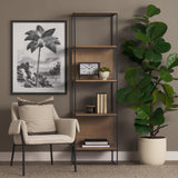 Mercana Morris 19.75 L x 15.0W x 72.5H Beige Wood W/Black Metal Frame 4-Tier Shelving Unit