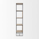 Mercana Morris 19.75 L x 15.0W x 72.5H Beige Wood W/Black Metal Frame 4-Tier Shelving Unit