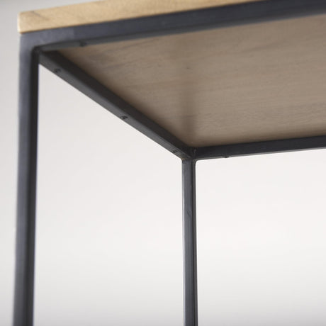 Mercana Morris 19.75 L x 15.0W x 72.5H Beige Wood W/Black Metal Frame 4-Tier Shelving Unit