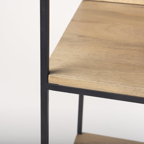 Mercana Morris 19.75 L x 15.0W x 72.5H Beige Wood W/Black Metal Frame 4-Tier Shelving Unit