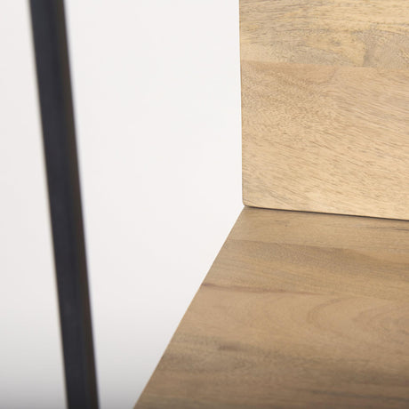 Mercana Morris 19.75 L x 15.0W x 72.5H Beige Wood W/Black Metal Frame 4-Tier Shelving Unit