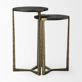 Mercana Atticus Black Wood and Antiqued Gold Metal Nesting Accent Tables (Set of 2)