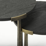 Mercana Atticus Black Wood and Antiqued Gold Metal Nesting Accent Tables (Set of 2)