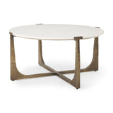 Mercana Atticus Marble and Antiqued Gold Metal Coffee Table