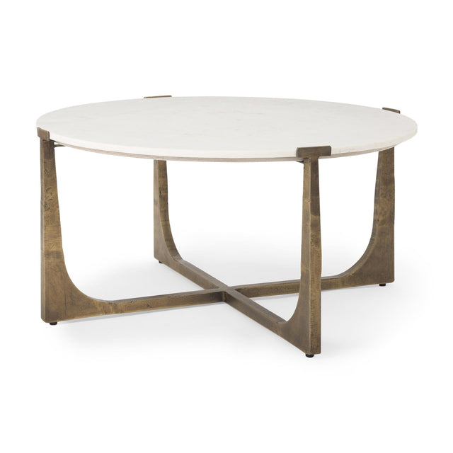 Mercana Atticus Marble and Antiqued Gold Metal Coffee Table