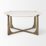 Mercana Atticus Marble and Antiqued Gold Metal Coffee Table