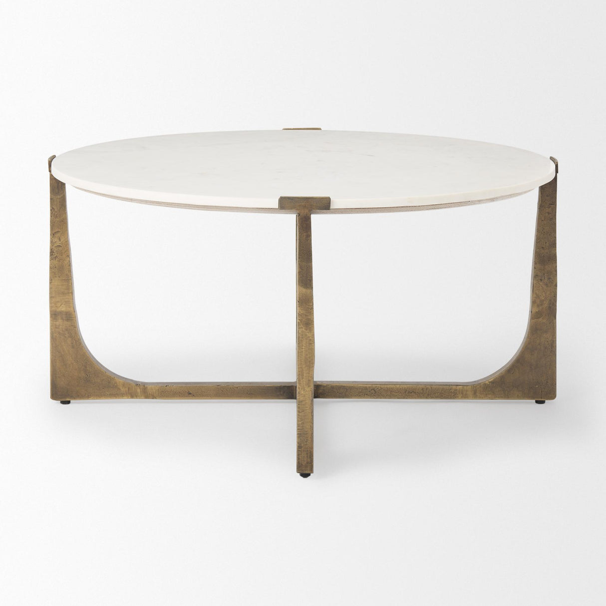 Mercana Atticus Marble and Antiqued Gold Metal Coffee Table