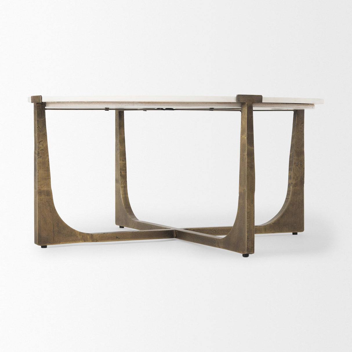 Mercana Atticus Marble and Antiqued Gold Metal Coffee Table