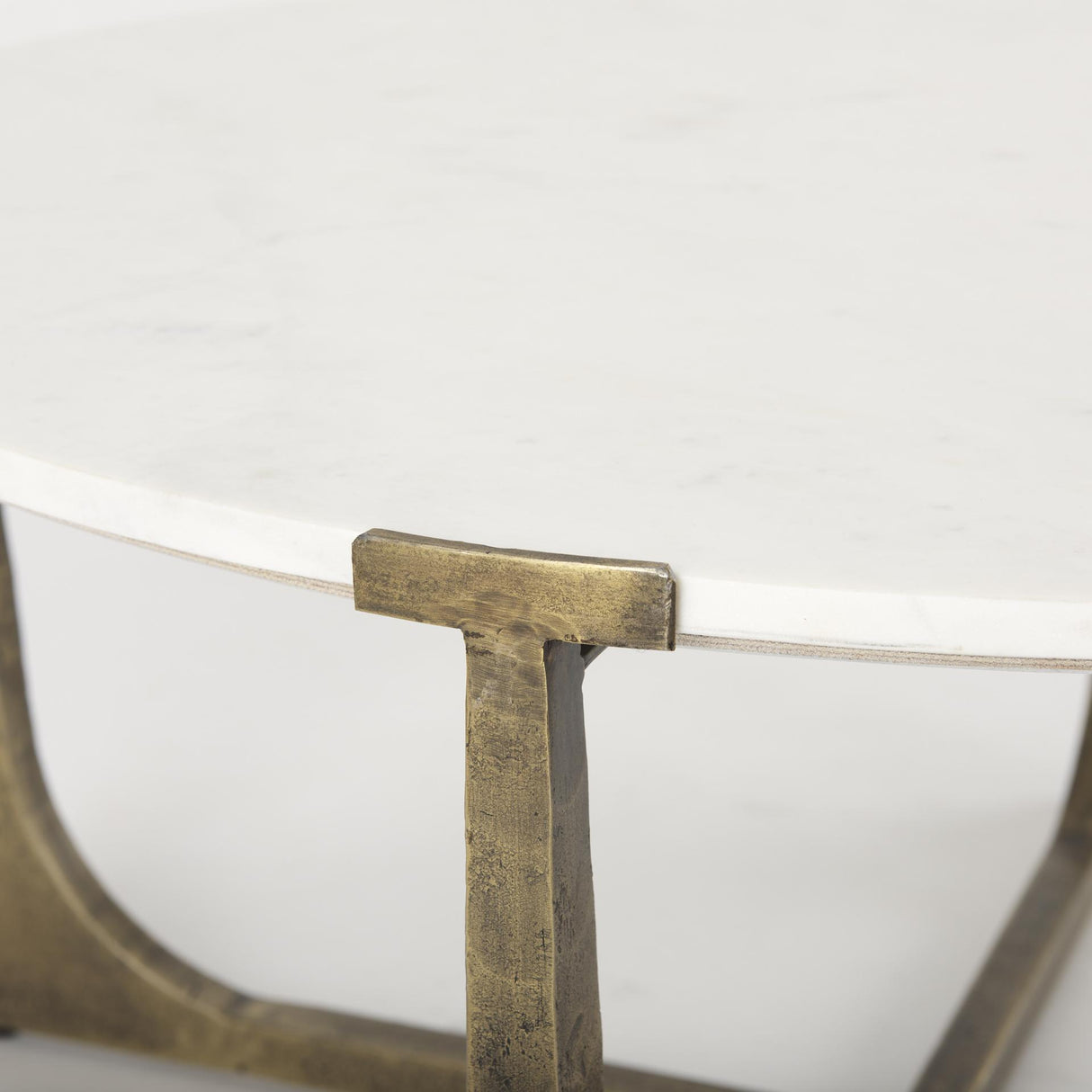 Mercana Atticus Marble and Antiqued Gold Metal Coffee Table