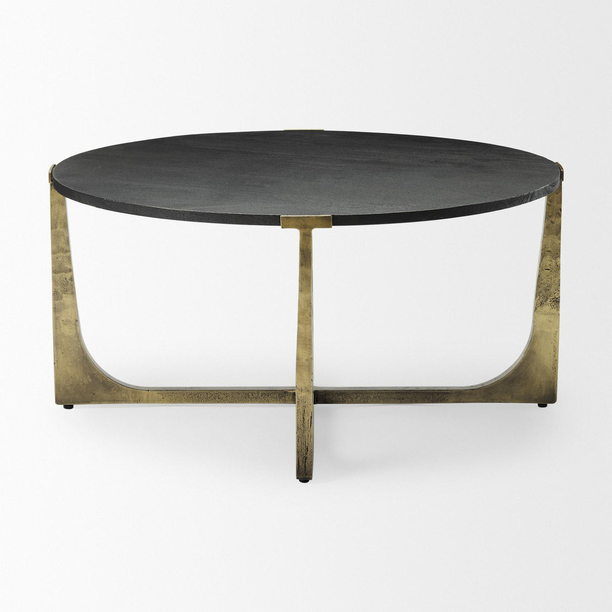 Mercana Atticus Black Wood and Antiqued Gold Metal Coffee Table