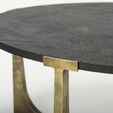 Mercana Atticus Black Wood and Antiqued Gold Metal Coffee Table