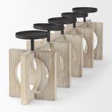 Mercana Cambie 29.0L x 6.0W x 9.0H Natural Wood W/Black Metal Candle Holders