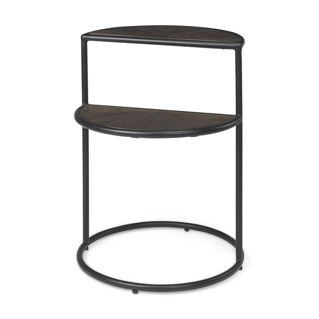 Mercana Arlo 20.5L x 20.5W x 24.4H Brown Wood W/Black Metal End Table