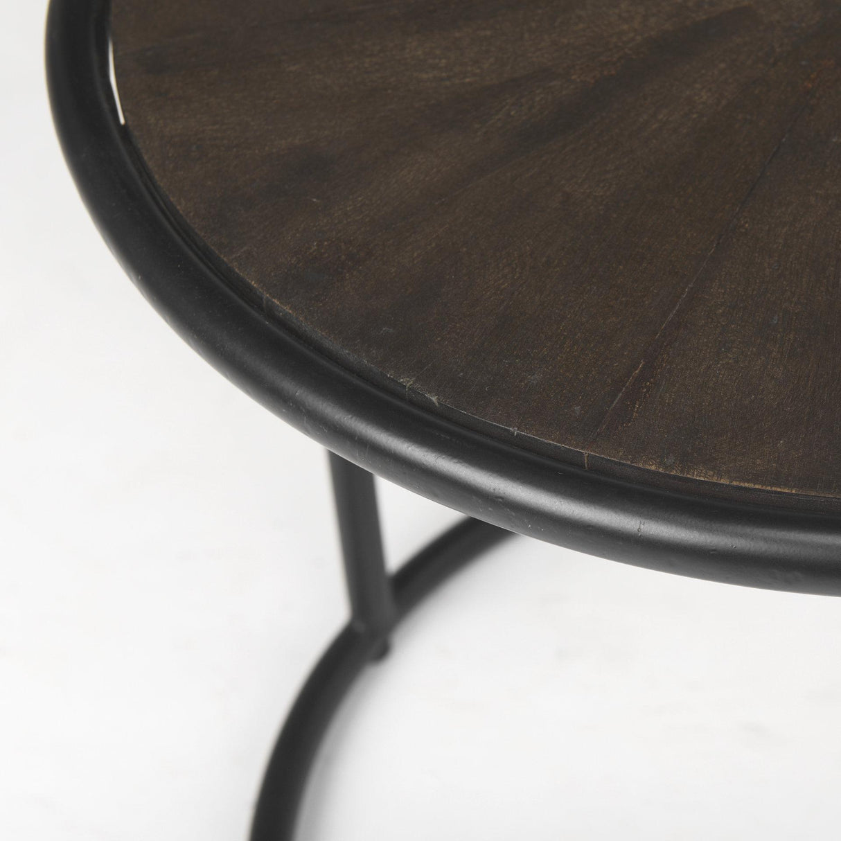 Mercana Arlo 20.5L x 20.5W x 24.4H Brown Wood W/Black Metal End Table