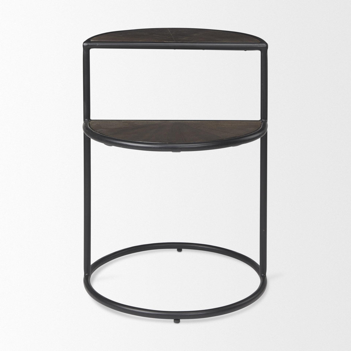 Mercana Arlo 20.5L x 20.5W x 24.4H Brown Wood W/Black Metal End Table