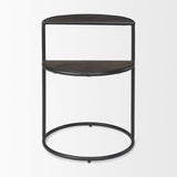 Mercana Arlo 20.5L x 20.5W x 24.4H Brown Wood W/Black Metal End Table