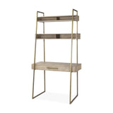 Mercana Cordell 42.0L x 25.0W x 78.0H Light Brown Wood W/Gold Metal Office Desk