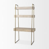 Mercana Cordell 42.0L x 25.0W x 78.0H Light Brown Wood W/Gold Metal Office Desk