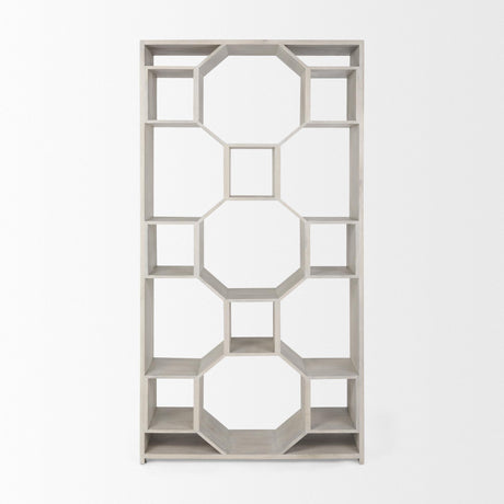 Mercana Traro 47.75L x 16.0W x 92.0H Beige Wooden Compartment Shelving Unit