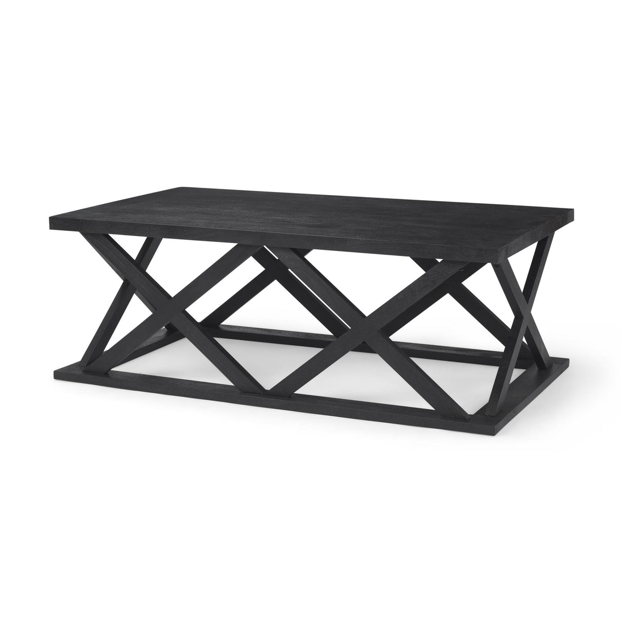 Mercana Forsey 48.0L x 28.0W x 17.5H Black Wood Rectangular Coffee Table
