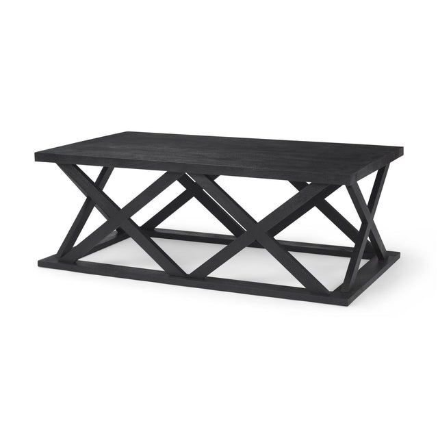 Mercana Forsey 48.0L x 28.0W x 17.5H Black Wood Rectangular Coffee Table