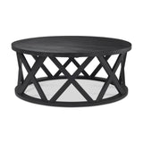 Mercana Forsey 28.0L x 45.3W x 18.0H Black Solid Wood Round Coffee Table
