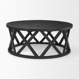 Mercana Forsey 28.0L x 45.3W x 18.0H Black Solid Wood Round Coffee Table