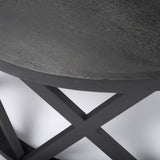 Mercana Forsey 28.0L x 45.3W x 18.0H Black Solid Wood Round Coffee Table