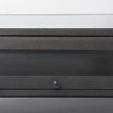 Mercana Arelius 42"L Rectangular Glass-Top Black-Brown Wood w/ Black Metal Base Display Coffee Table