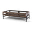 Mercana Arelius Rectangular Glass-Top Medium Brown Wood w/ Black Metal Base Display Coffee Table