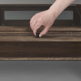 Mercana Arelius Rectangular Glass-Top Medium Brown Wood w/ Black Metal Base Display Coffee Table