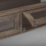 Mercana Arelius Rectangular Glass-Top Medium Brown Wood w/ Black Metal Base Display Coffee Table